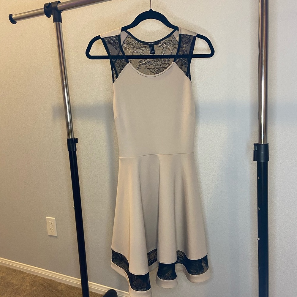 Nude Lace A-Line Dress